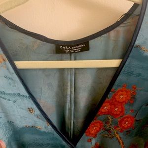 Zara kimono style silky fabric wrap dress, Large